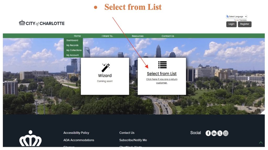 Charlotte heritage tree - select from list